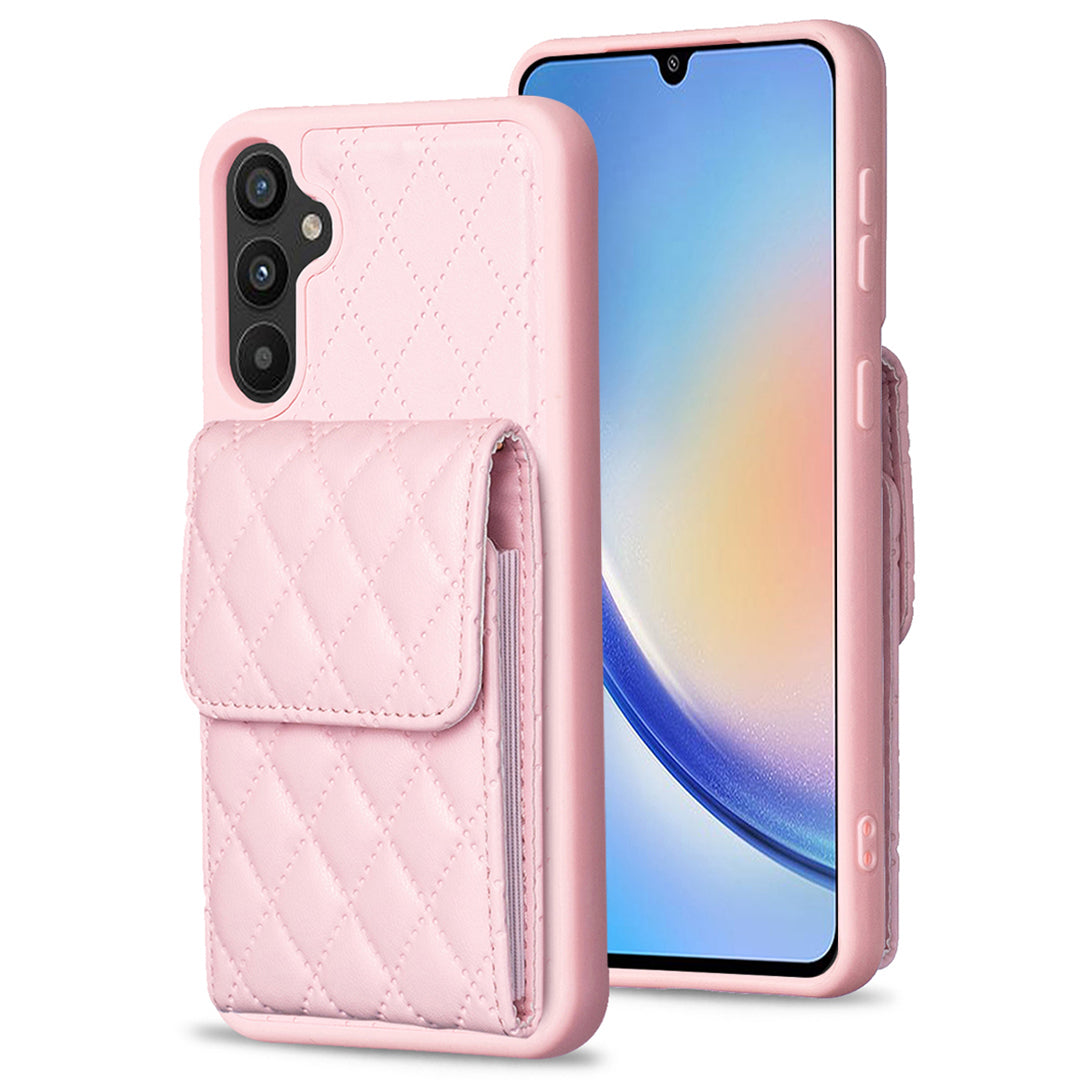 BF22-Style For Samsung Galaxy A34 5G Leather Coated TPU Kickstand Phone Case Card Holder Cover BF22-Style For Samsung Galaxy A34 5G Leather Coated TPU Kickstand Phone Case Card Holder Cover